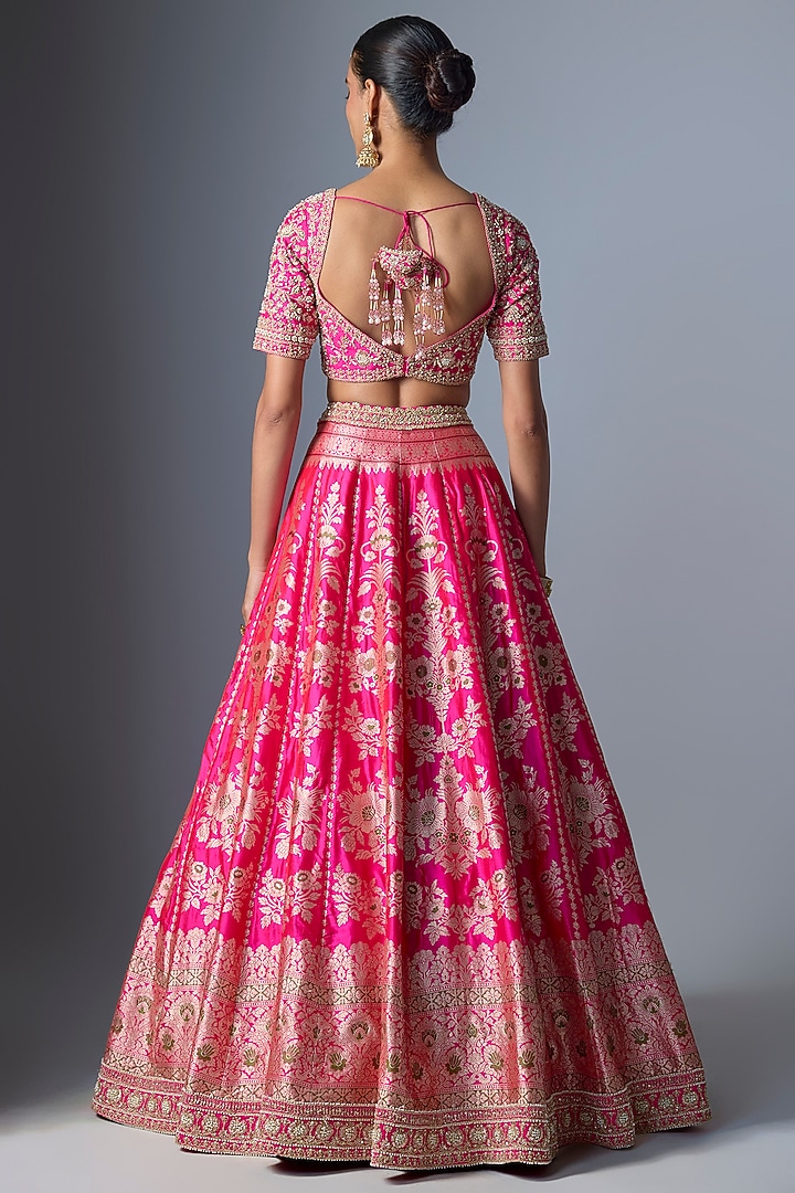 Rani Pink Banarasi Embroidered Bridal Lehenga Set by Kalighata at Pernia's Pop Up Shop