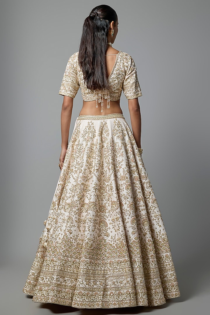 Light Pink Raw Silk Embroidered Bridal Lehenga Set by Kalighata at Pernia's Pop Up Shop