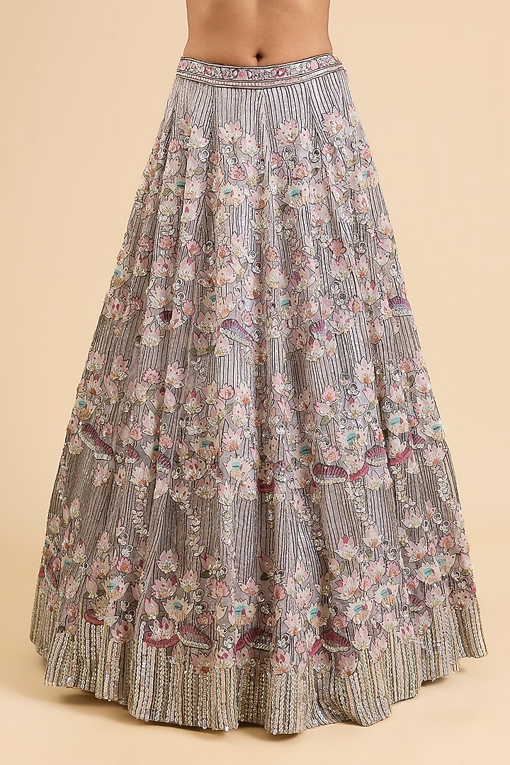 Ivory Organza Bridal Lehenga Set by Kalighata at Pernia's Pop Up Shop