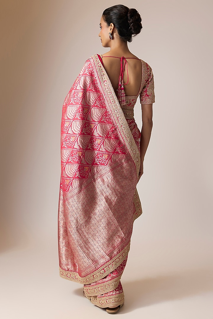 Red Tissue Bridal Saree Set by Kalighata at Pernia's Pop Up Shop