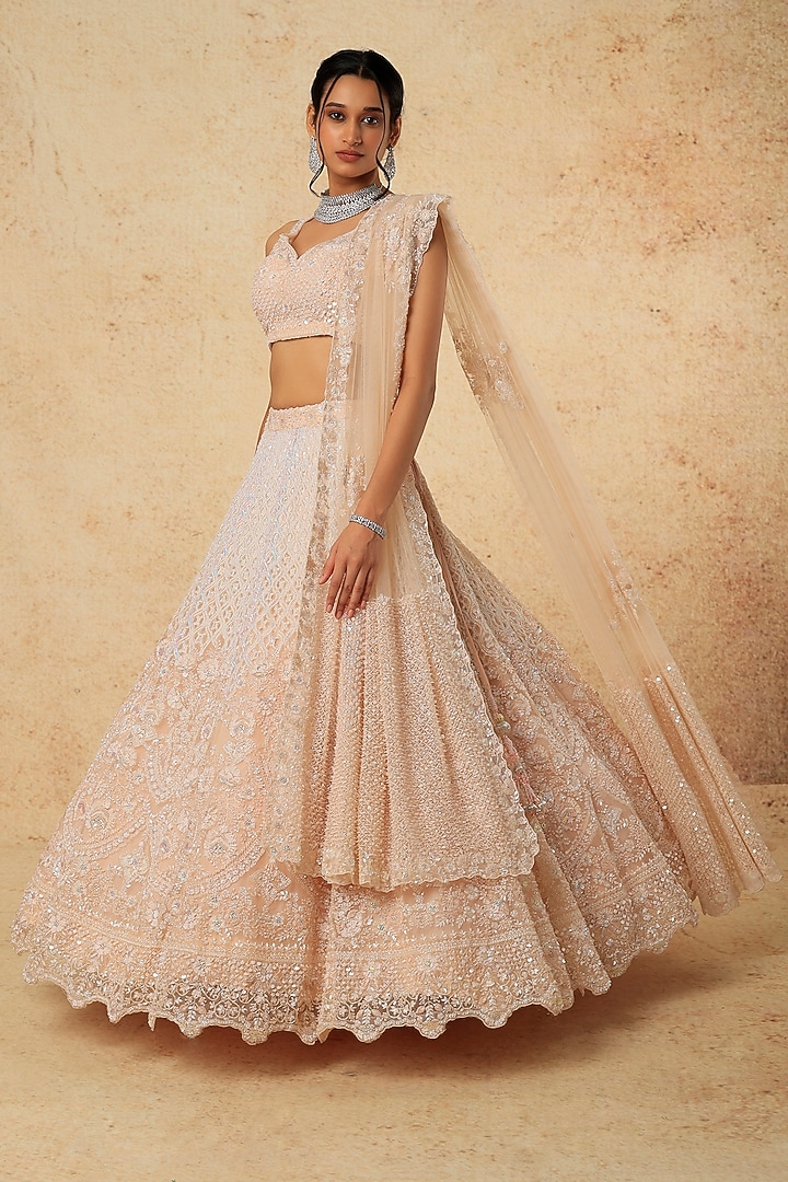 Pink Sage Sequins Embellished Jacket Bridal Lehenga Set by Kalighata at Pernia's Pop Up Shop