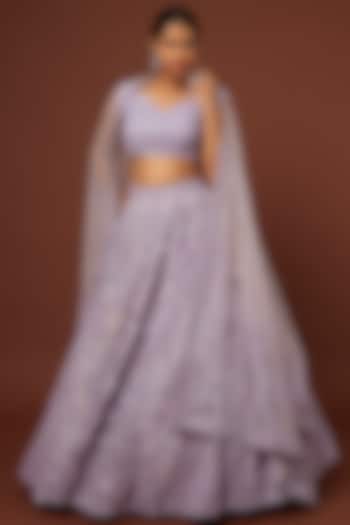 Lilac Embellished Zoya Bridal Lehenga Set by Kalighata at Pernia's Pop Up Shop