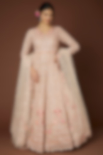Peach Embellished Vogue Gown by Kalighata