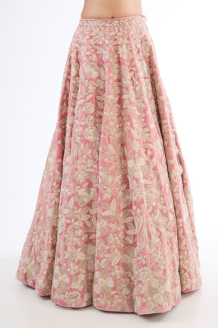 Pink Organza Hand Embroidered Bridal Lehenga Set by Kalighata at Pernia's Pop Up Shop