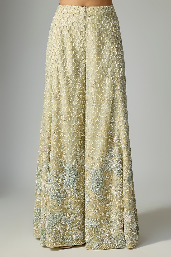 Beige Net Bridal Sharara Set by Kalighata at Pernia's Pop Up Shop
