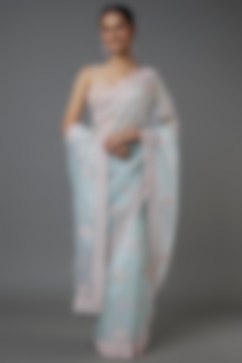 Blue Embellished Saree Set by Kalighata at Pernia's Pop Up Shop