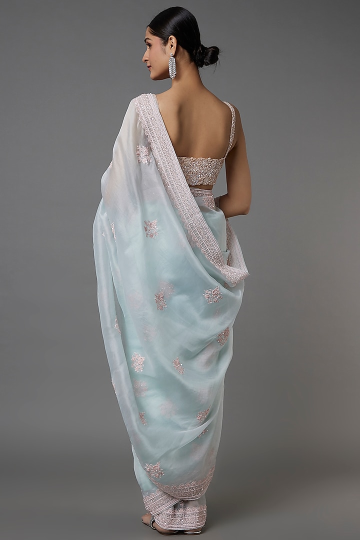 Blue Embellished Saree Set by Kalighata at Pernia's Pop Up Shop