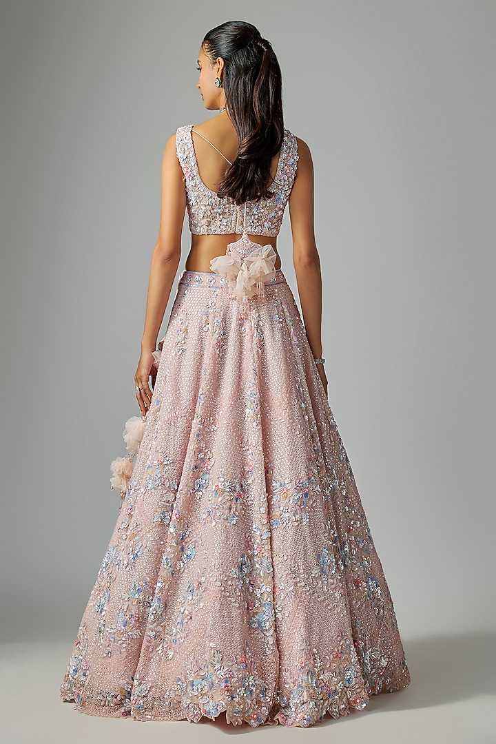 Pink Organza Bridal Lehenga Set by Kalighata at Pernia's Pop Up Shop