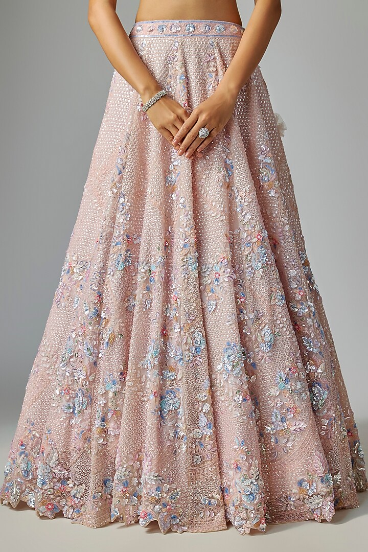 Pink Organza Bridal Lehenga Set by Kalighata at Pernia's Pop Up Shop