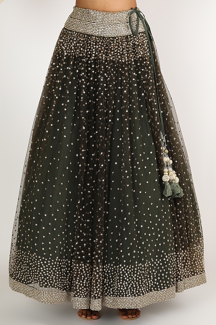Silver Embroidered Jacket Bridal Lehenga Set by Kalighata at Pernia's Pop Up Shop
