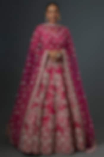 Pink Embroidered Tania Wedding Lehenga Set by Kalighata at Pernia's Pop Up Shop