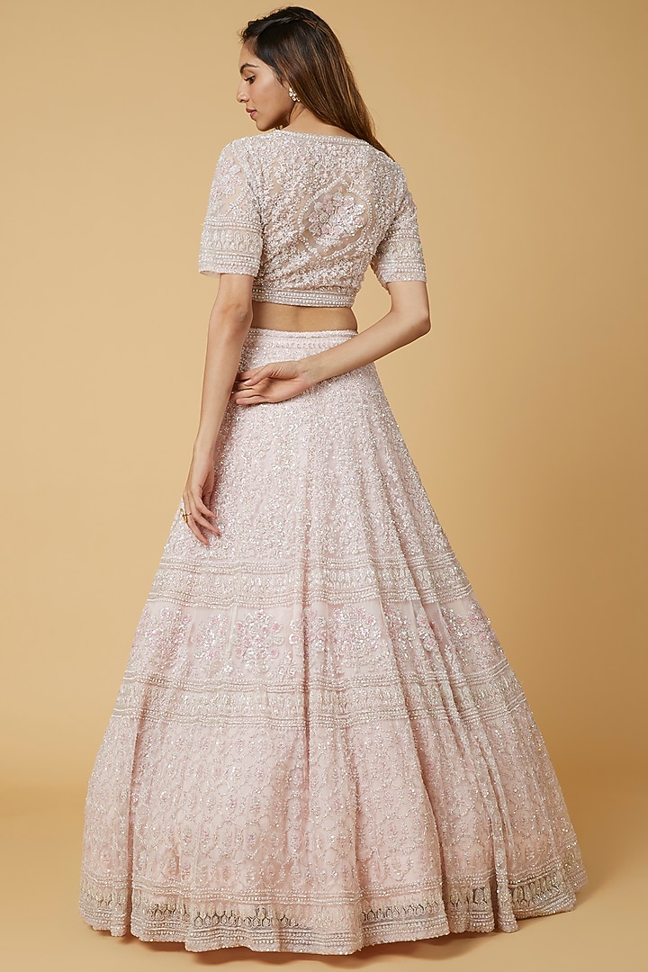 Beige Embellished Bridal Lehenga Set by Kalighata at Pernia's Pop Up Shop