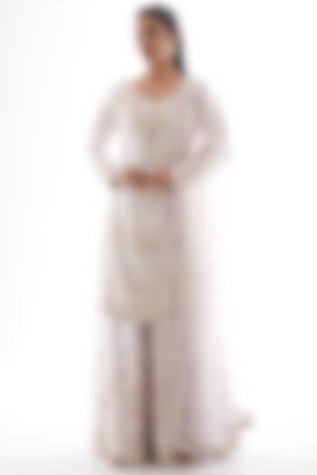 White Embroidered Bridal Sharara Set by Kalighata at Pernia's Pop Up Shop