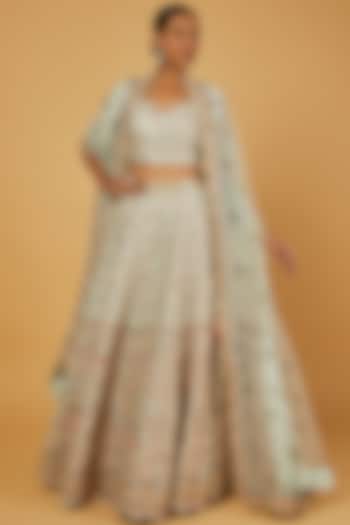 Ivory Sequined Wedding Lehenga Set by Kalighata at Pernia's Pop Up Shop