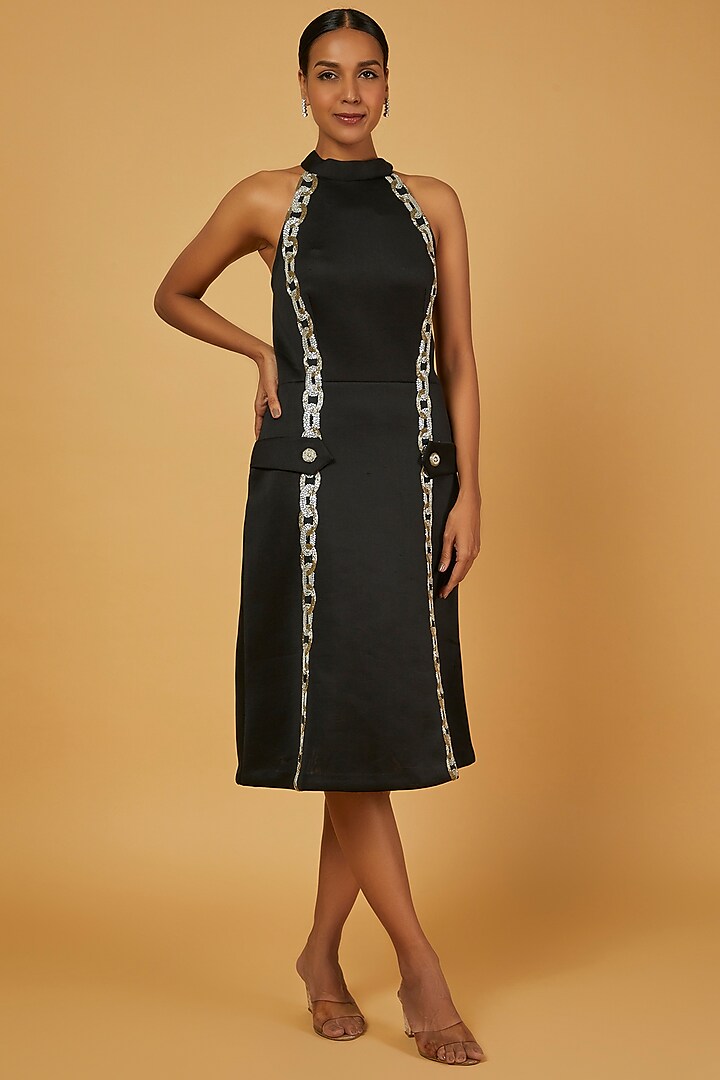 Black Embroidered Dress by Kalighata
