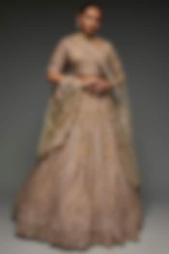 Copper Net Embellished Bridal Lehenga Set by Kalighata at Pernia's Pop Up Shop