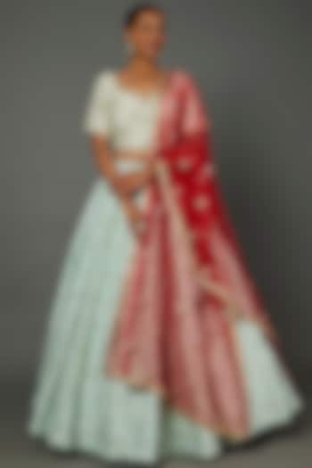 Mint Green Embellished Wedding Lehenga Set by Kalighata at Pernia's Pop Up Shop