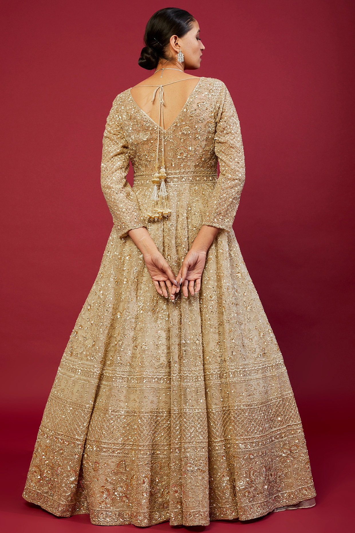 Gold Jacket Lehenga Set – Seema Gujral