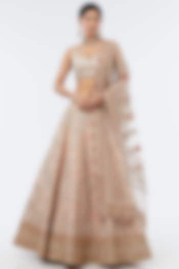 Pink Raw Silk Bridal Lehenga Set by Kalighata at Pernia's Pop Up Shop