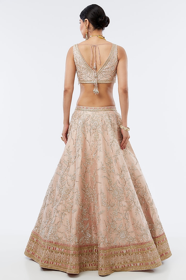 Pink Raw Silk Bridal Lehenga Set by Kalighata at Pernia's Pop Up Shop
