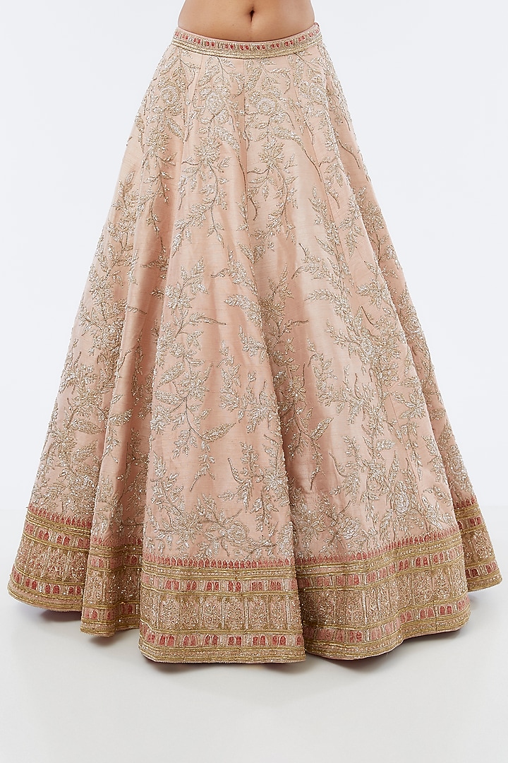 Pink Raw Silk Bridal Lehenga Set by Kalighata at Pernia's Pop Up Shop