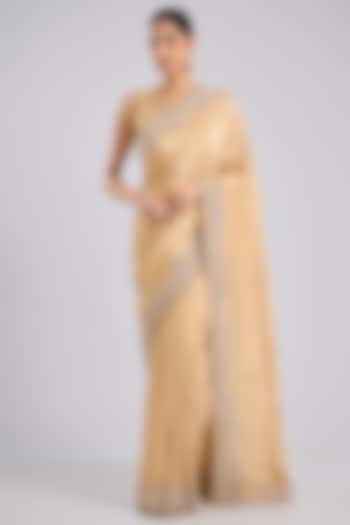 Gold Tissue Reception Saree Set by Kalighata at Pernia's Pop Up Shop