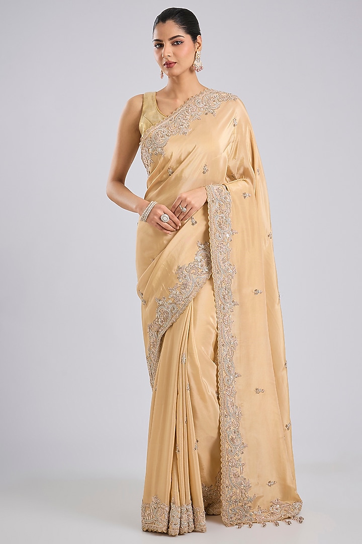 Gold Tissue Reception Saree Set by Kalighata at Pernia's Pop Up Shop