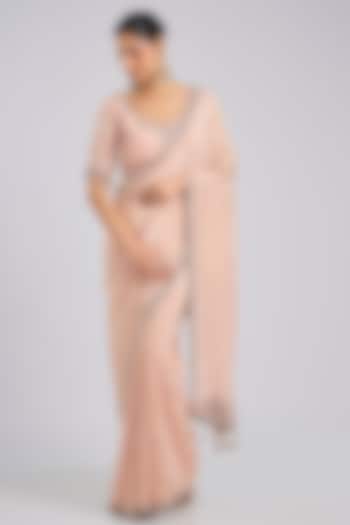 Pink Tissue Wedding Saree Set by Kalighata at Pernia's Pop Up Shop