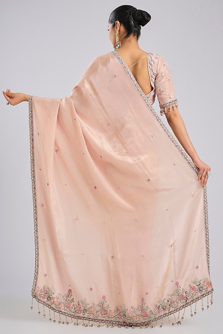 Pink Tissue Wedding Saree Set by Kalighata at Pernia's Pop Up Shop