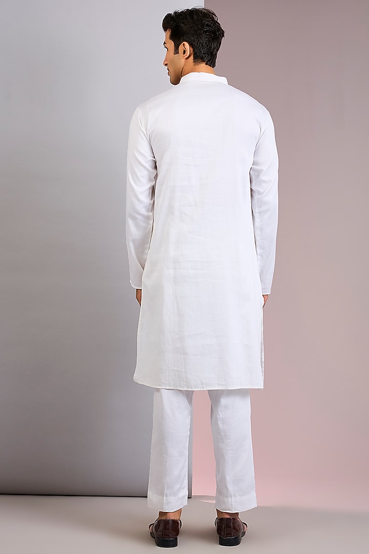 Ivory Raw Silk Groom Sherwani Set by Kalighata Men at Pernia's Pop Up Shop
