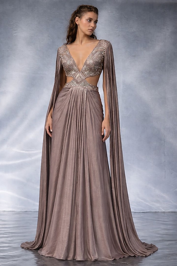 Lavender Organza Silk Party Wear Dress by Kalighata Pret at Pernia's Pop Up Shop