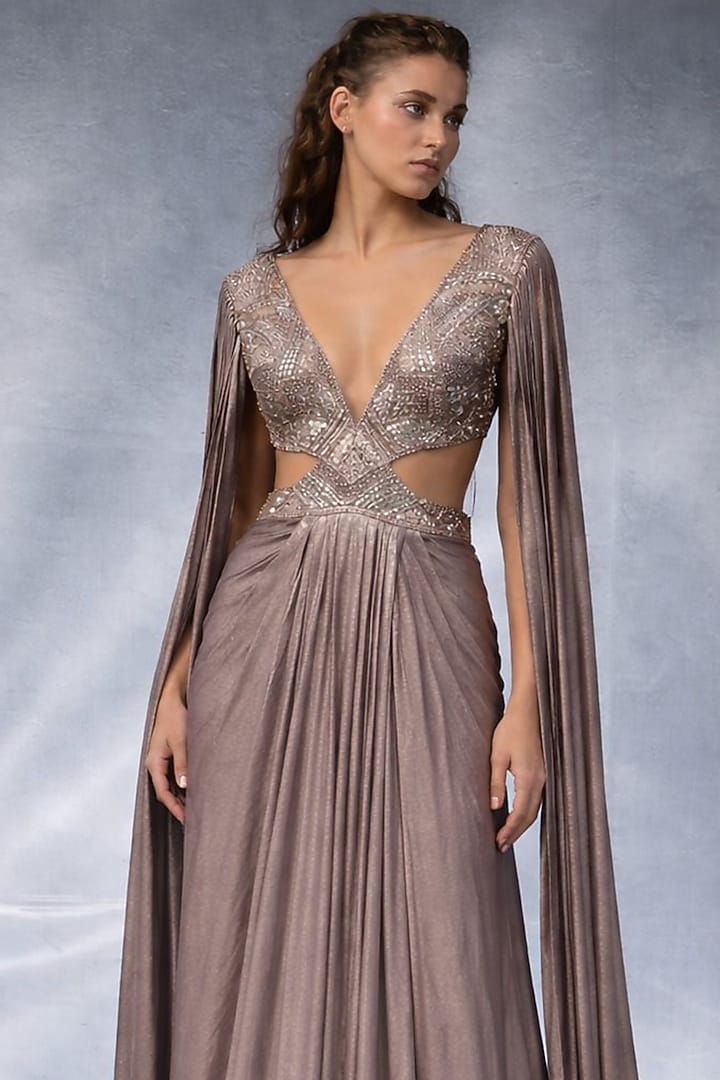 Lavender Organza Silk Party Wear Dress by Kalighata Pret at Pernia's Pop Up Shop