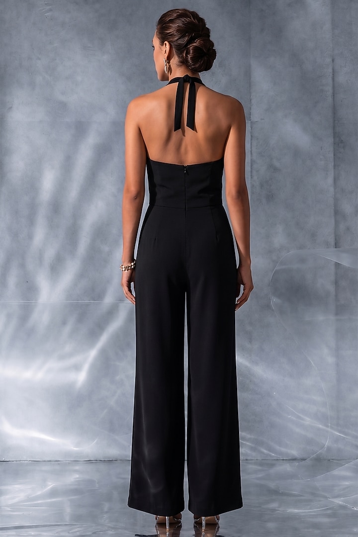 Black Satin Jumpsuit by Kalighata Pret at Pernia's Pop Up Shop