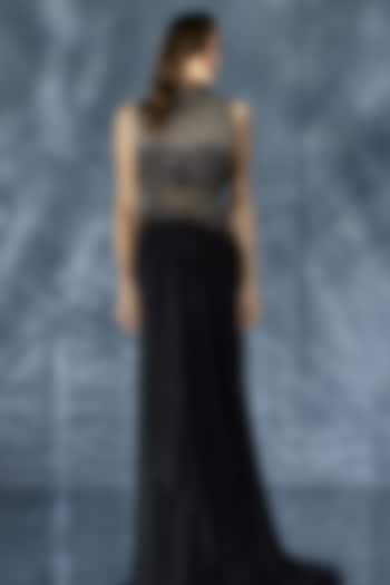 Black Organza Draped Skirt Set by Kalighata Pret at Pernia's Pop Up Shop