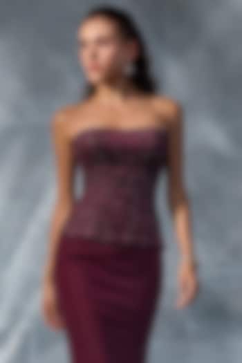Wine Organza Silk Skirt Set by Kalighata Pret at Pernia's Pop Up Shop