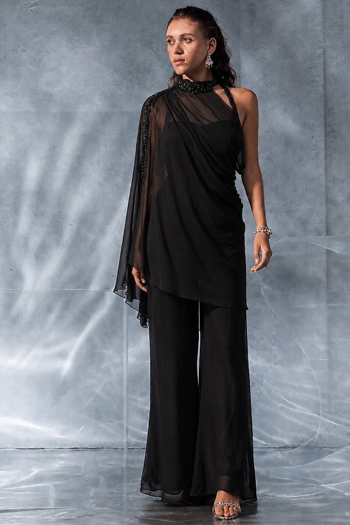 Black Organza Pant Set by Kalighata Pret at Pernia's Pop Up Shop