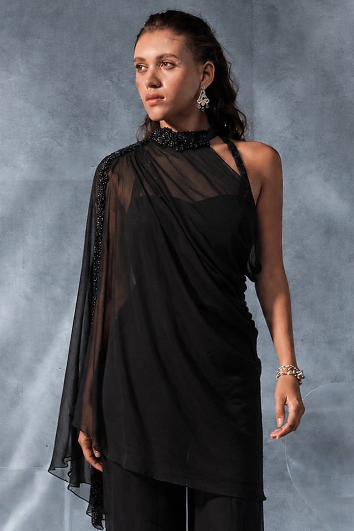 Black Organza Pant Set by Kalighata Pret at Pernia's Pop Up Shop