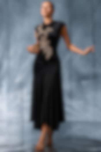 Black Silk Satin Vacation Dress by Kalighata Pret at Pernia's Pop Up Shop