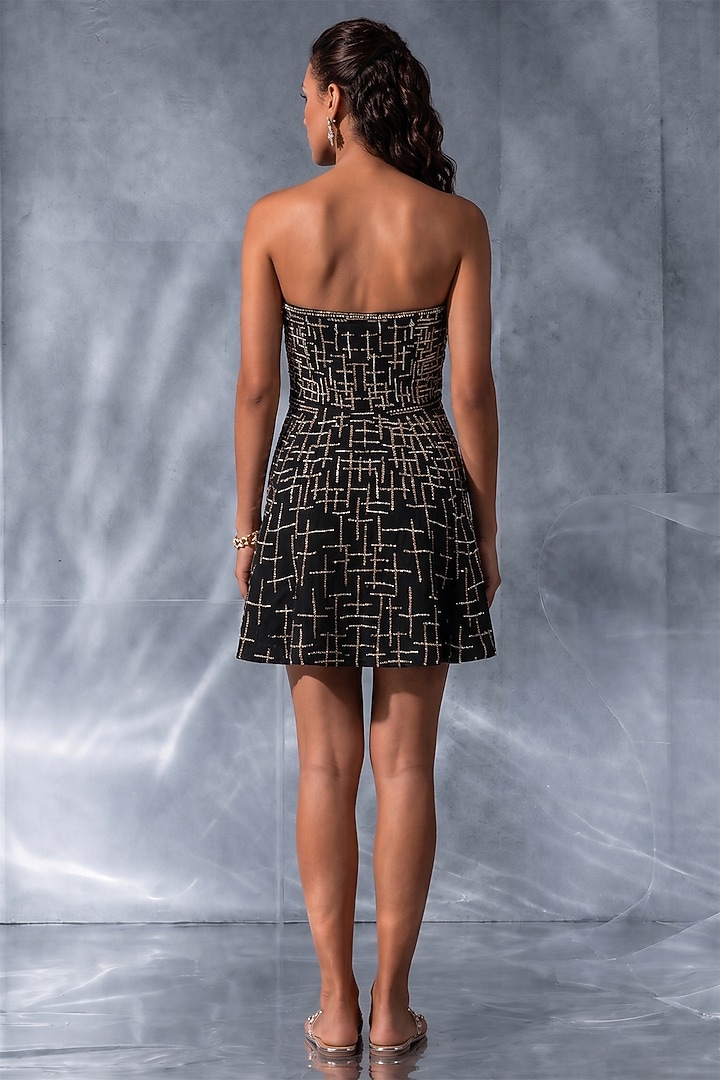 Black Silk Satin Peplum Mini Cocktail Dress by Kalighata Pret at Pernia's Pop Up Shop