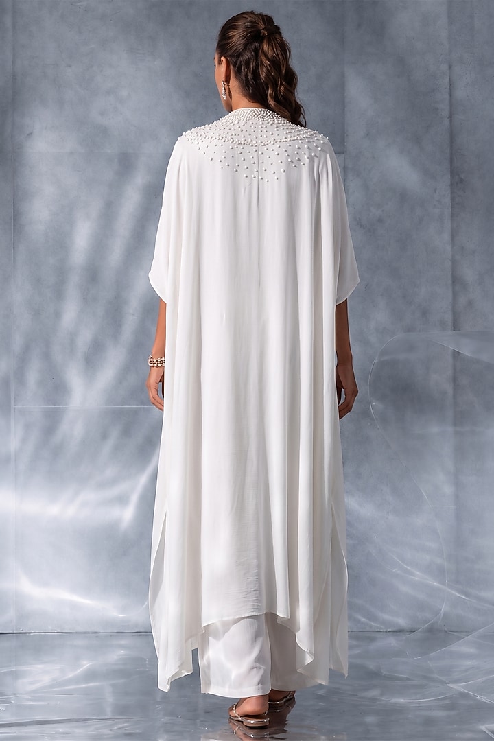 Ivory Satin Cape Set by Kalighata Pret at Pernia's Pop Up Shop