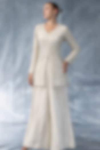 White Tissue Wedding Sharara Set by Kalighata Pret at Pernia's Pop Up Shop