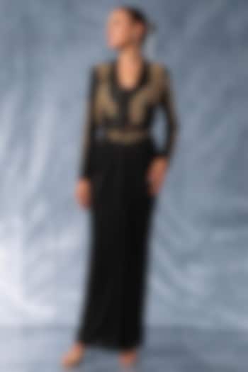 Black Satin Skirt Set by Kalighata Pret at Pernia's Pop Up Shop