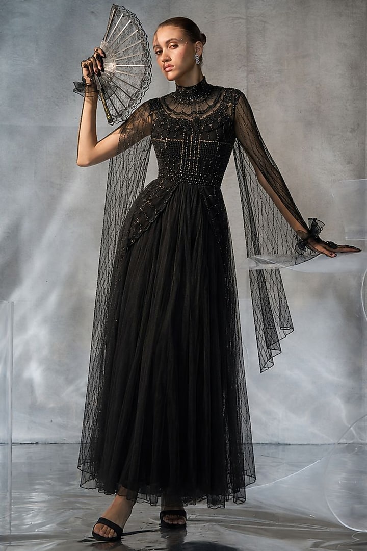 Black Organza Engagement Gown by Kalighata Pret at Pernia's Pop Up Shop