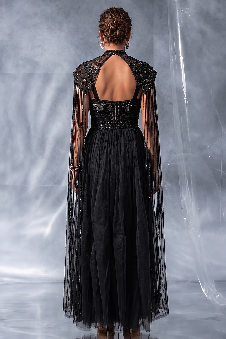 Black Organza Engagement Gown by Kalighata Pret at Pernia's Pop Up Shop