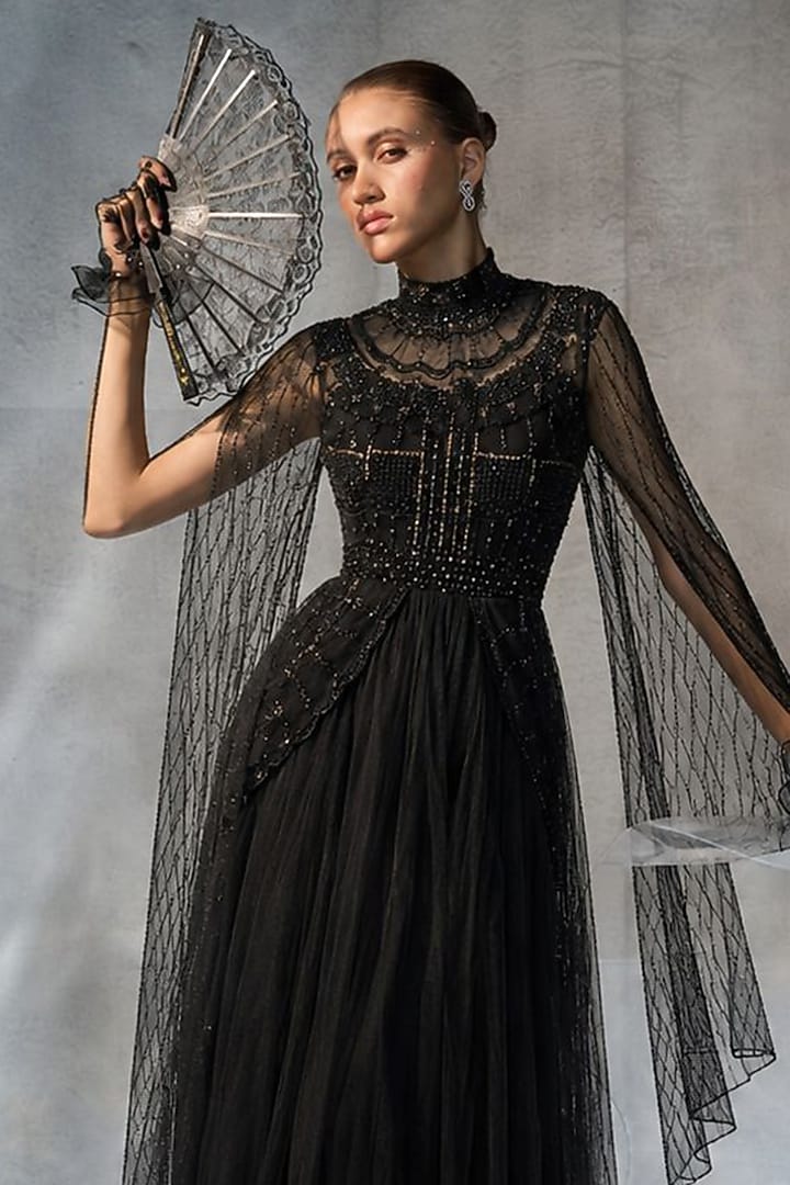 Black Organza Engagement Gown by Kalighata Pret at Pernia's Pop Up Shop