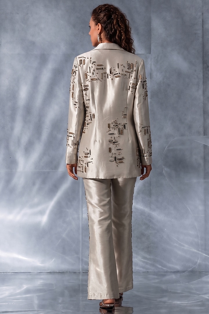 Ivory Tissue Jacket Set by Kalighata Pret at Pernia's Pop Up Shop