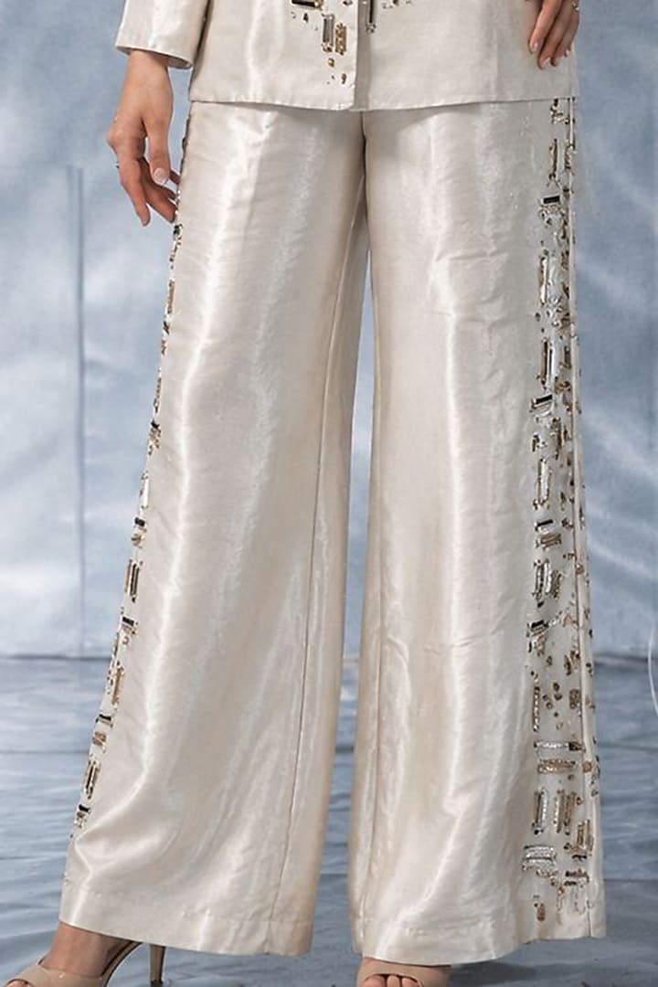Ivory Tissue Jacket Set by Kalighata Pret at Pernia's Pop Up Shop