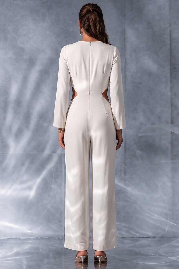 White Satin Jumpsuit by Kalighata Pret at Pernia's Pop Up Shop