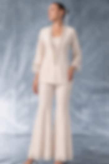 White Satin Pant Set by Kalighata Pret at Pernia's Pop Up Shop