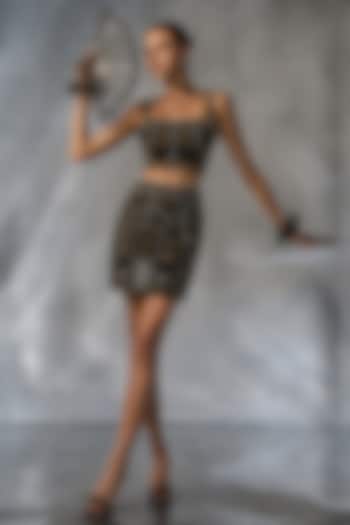 Black Net Embellished Skirt Set by Kalighata Pret at Pernia's Pop Up Shop
